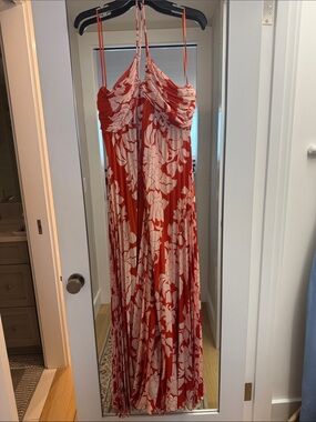 Mango Red and White Floral Maxi Dress